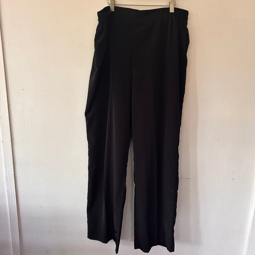 Susan Graver Style Pants Women Large Black High Rise Wide Leg Elastic Minimalist